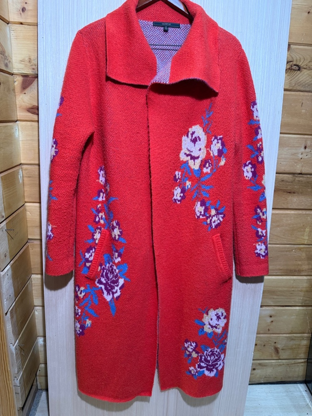 Red Floral Long Cardigan MaxSport